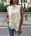Ivory Floral Embroidered Silk Beldi Vest