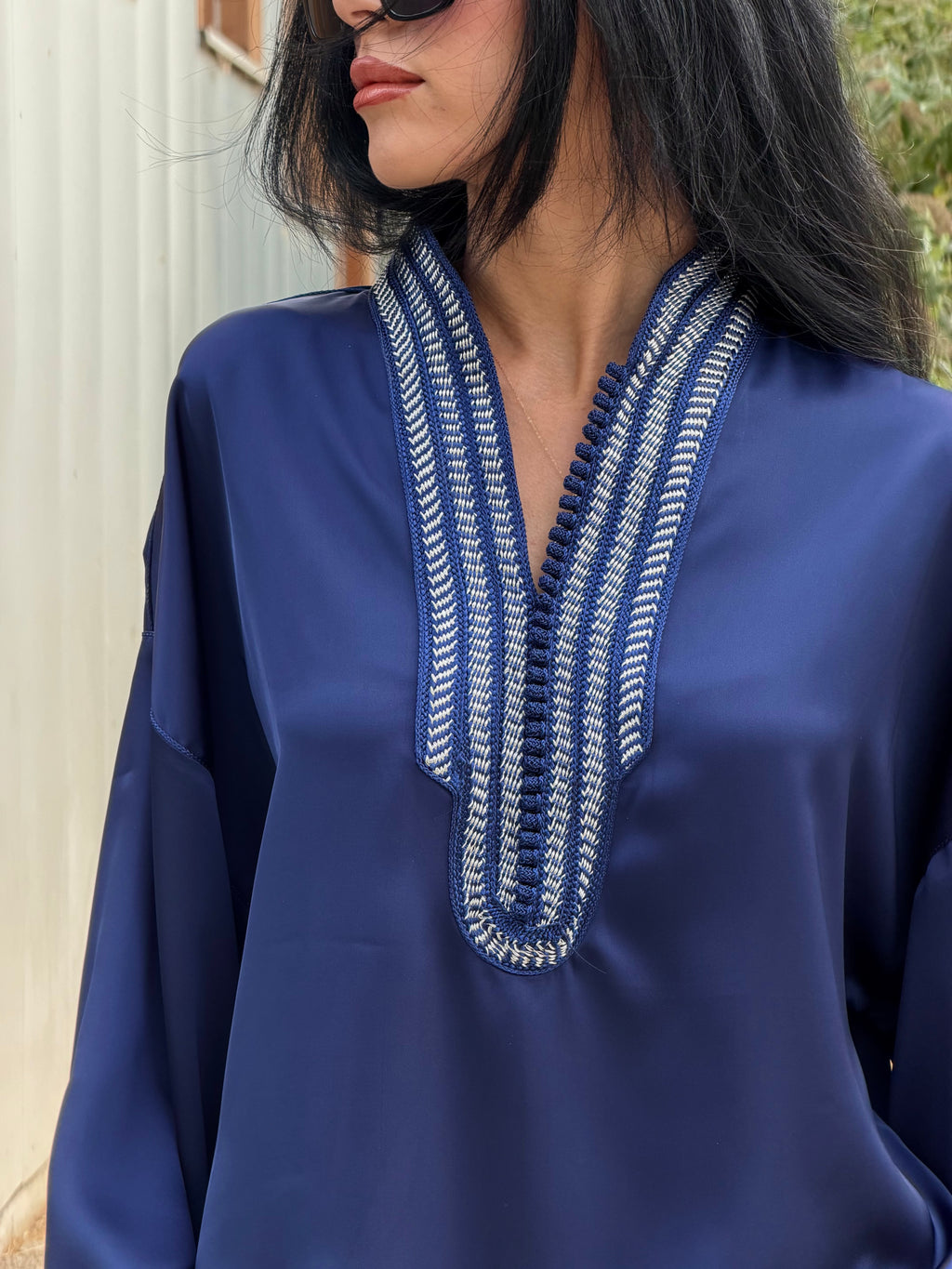 Navy Blue Silk Beldi Set
