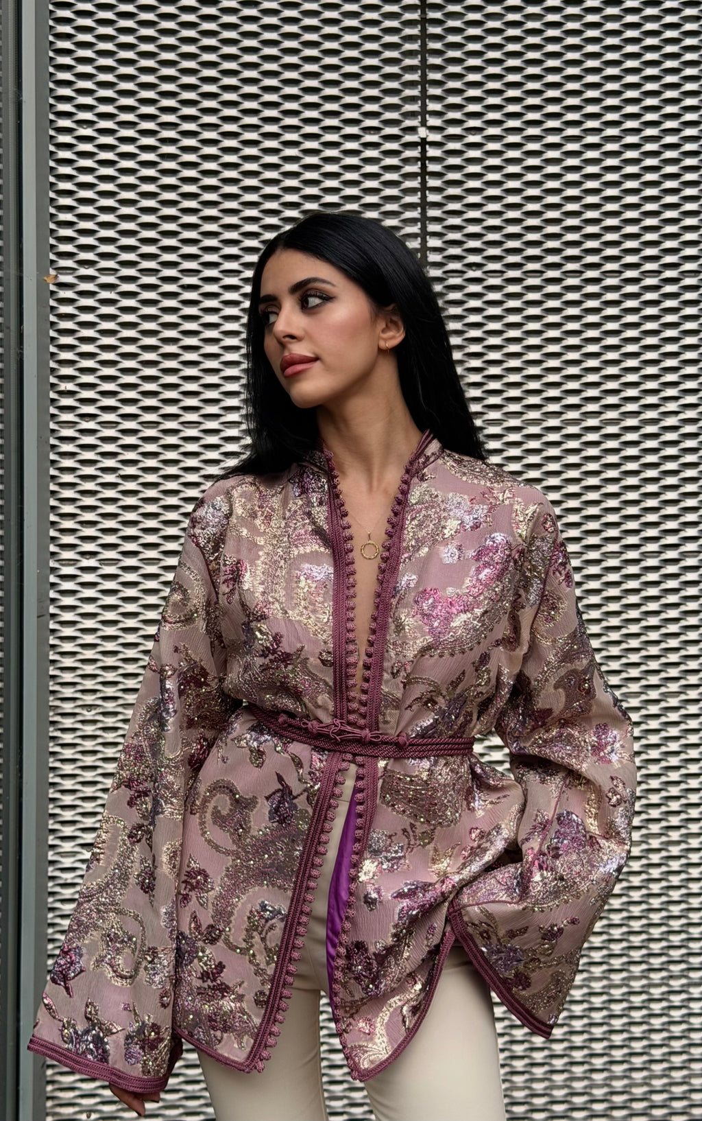 Dusty Mauve Beldi Short Kimono