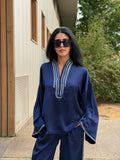 Navy Blue Silk Beldi Set