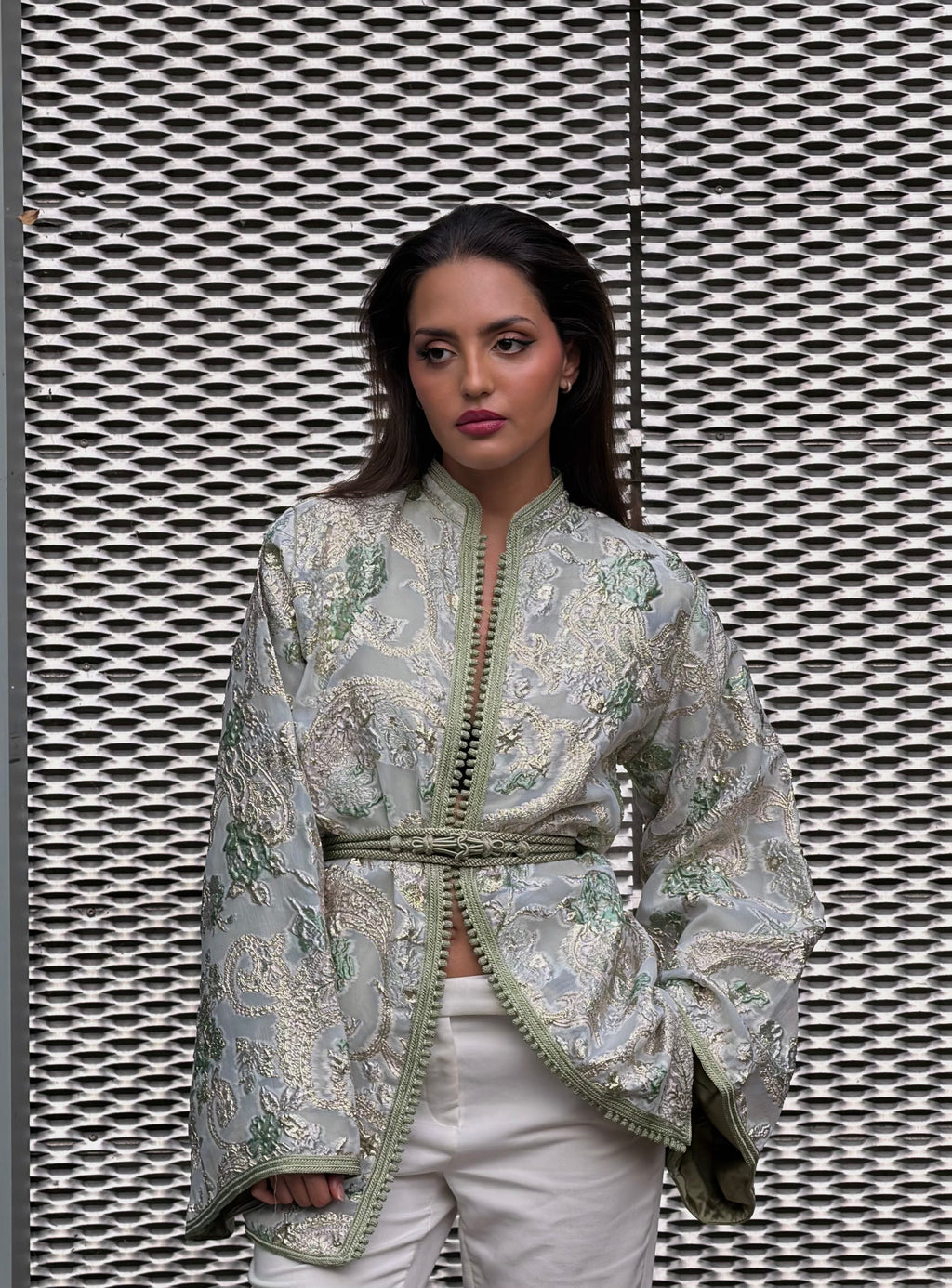 Olive Green Beldi Short Kimono