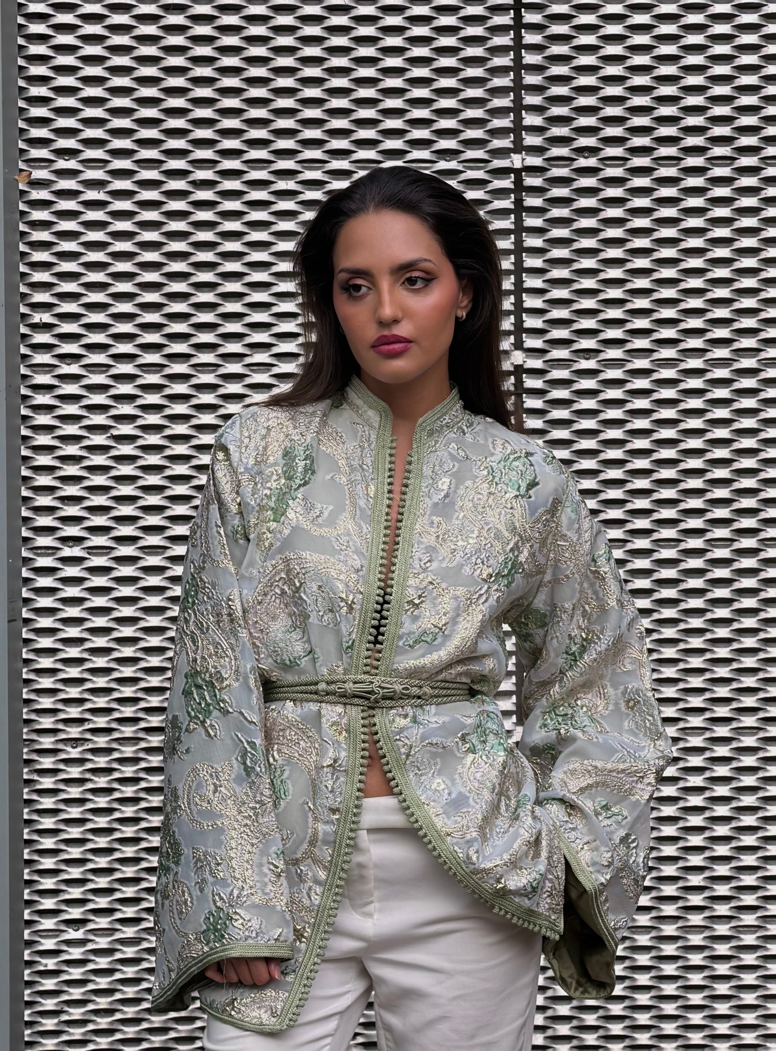 Olive Green Beldi Short Kimono