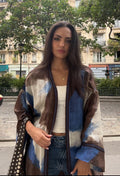 Indigo Mocha Linen Long Kimono